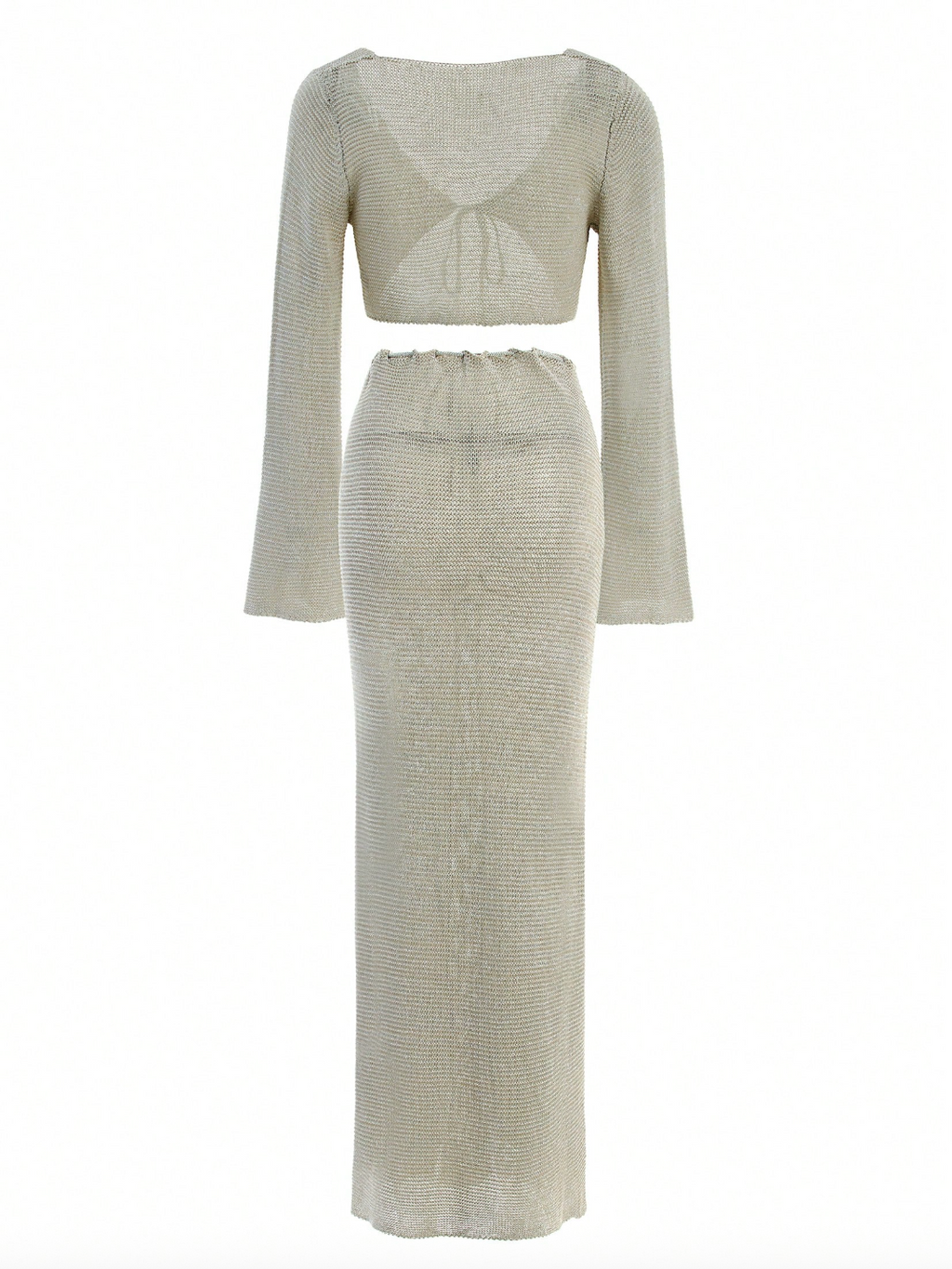 Set „Sahara Glow” – Top Bell-Sleeve & Fustă Maxi Dreaptă