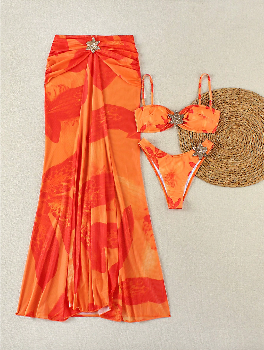 Set „Sunset Star” – Bikini Bandeau & Sarong Drapat