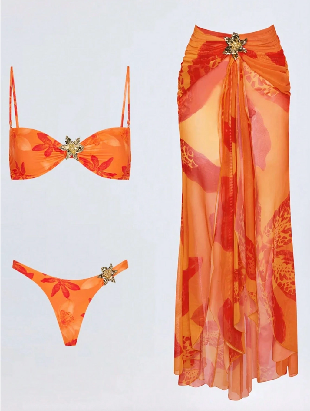 Set „Sunset Star” – Bikini Bandeau & Sarong Drapat